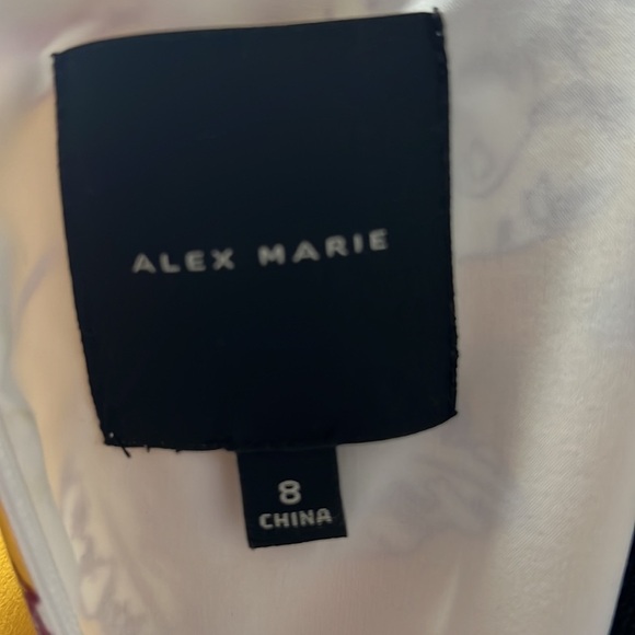 Alex Marie Yellow Ivory Floral Cap Sleeve Tie Front A-line MIDI dress size 8 - Picture 6 of 7